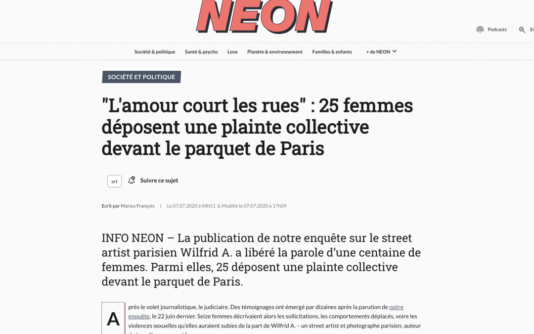 Neonmag : «25 femmes déposent une plainte collective devant le parquet de Paris»